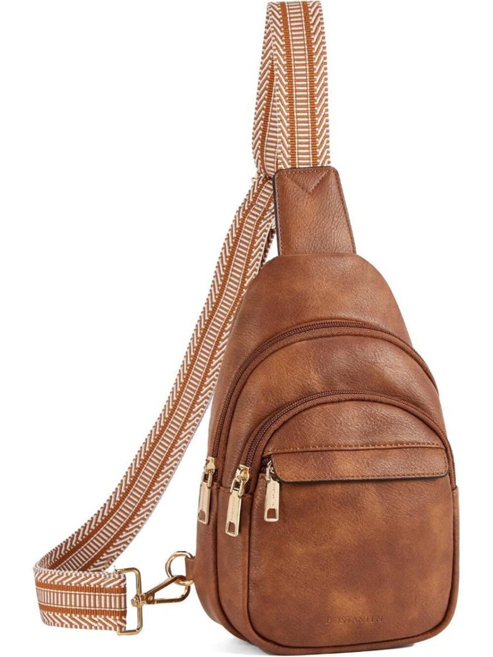 Women's Brown Leather Sling Fanny Pack Chest Travel Purse Crossbody Bag